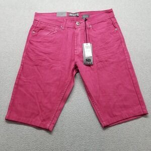 Royal Blue Shorts Mens 34 Pink Pockets Slim Casual Cotton